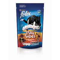 Felix Play Tubes Dry Cat Treats Chicken & Liver Flavours 8 x 60g image