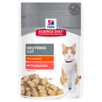 Hills Young Adult Neutered Cat Wet Cat Food Salmon 12 x 85g image