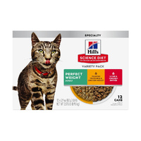 Hills Adult Perfect Weight Variety Pack Wet Cat Food 12 x 82g image