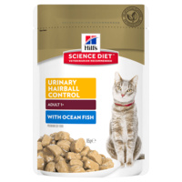 Hills Adult Urinary Hairball Control Wet Cat Food Ocean Fish 12 x 85g image