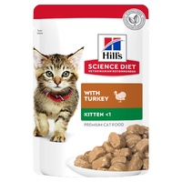 Hills Science Diet Kitten Wet Cat Food with Turkey Pouches 12 x 85g image