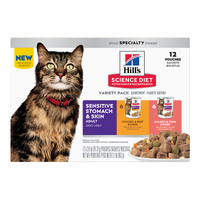 Hills Adult Sensitive Stomach And Skin Wet Cat Food Variety Pack 12 x 80g image