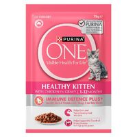 Purina One Healthy Kitten 1-12 Months Wet Cat Food Chicken in Gravy 12 x 70g image
