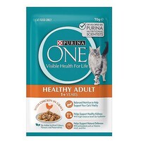Purina One Healthy Adult 1+ Wet Cat Food Chicken in Gravy 12 x 70g image