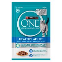 Purina One Healthy Adult 1+ Immune Defence Plus Wet Cat Food Ocean Fish 12 x 70g image
