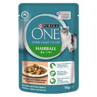 Purina One Adult 1+ Hairball Wet Cat Food Succulent Chicken in Gravy 12 x 70g image