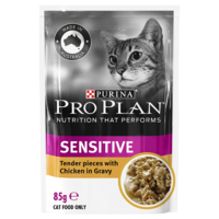 Pro Plan Adult Sensitive Wet Cat Food Chicken Tender in Gravy 12 x 85g image