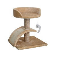iPetz Podium with Curved Cat Scratcher Elevated Bed Beige 35 x 35 x 41cm image