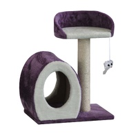 iPetz Podium with Egg Hidey Hole Cat Scratcher Elevated Bed Purple & Beige image