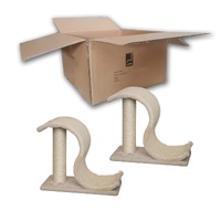 iPetz Wave Shaped Cat Scratcher Light Beige Carton of 2 44 x 25 x 39cm image