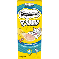 Temptations Creamy Spoon Cat Treats Savory Salmon & Tempting Tuna 4 x 10g image
