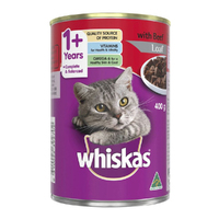 Whiskas Adult 1+ Years Wet Cat Food Loaf w/ Beef Flavour 400g x24 image