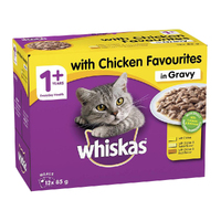 Whiskas Adult 1+ Favourites Wet Cat Food Chicken in Gravy 85g x12 image