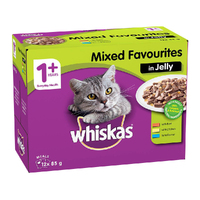 Whiskas Adult 1+ Wet Cat Food Mixed Favourites in Jelly 85g x12 image