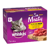 Whiskas Adult 1+ Wet Cat Food So Meaty Poultry Dishes in Gravy 85g x12 image