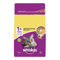 Whiskas Adult 1+ Dry Cat Food w/ Chicken & Turkey Flavours 1.8kg image