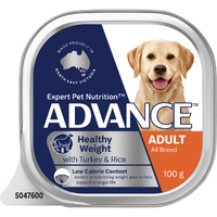 Advance Adult All Breed Healthy Weight Wet Dog Food with Turkey & Rice 12 x 100g image