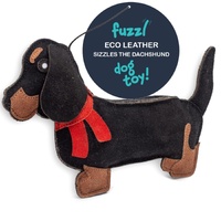 Fuzzl Eco Leather Sizzles Dachshund Interactive Natural Tough Dog Toy image