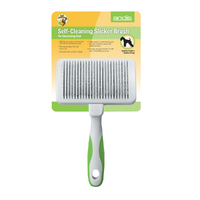 Andis Self-Cleaning Slicker Brush Pet Dog Grooming Tool White Green image