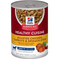 Hills Adult 7+ Healthy Cuisine Wet Dog Food Chicken Carrots & Spinach Stew 354g image