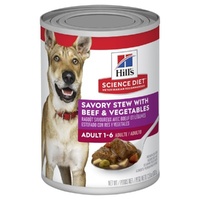 Hills Adult 1+ Wet Dog Food Savory Stew w/ Beef & Vegetables 12 x 362g image