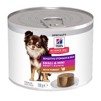 Hills Adult 1-6 Small & Mini Sensitive Stomach & Skin Dog Food w/ Turkey 12x200g image
