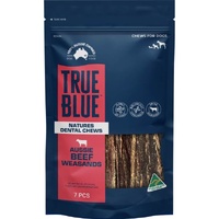 True Blue Air-Dried Dog Dental Chew Treats Aussie Beef Weasands 7 Pack image
