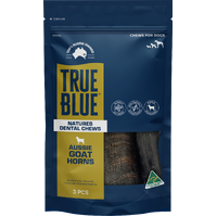 True Blue Air-Dried Dog Dental Chew Treats Aussie Goat Horns 3 Pack image