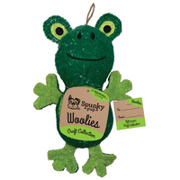 Spunky Pup Mini Woolies Frog Plush Interactive Dog Squeaker Toy image