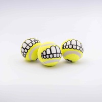 Rogz Grinz Tennis Ball Interactive Play Pet Dog Toy Yellow Medium image
