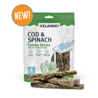 Icelandic+ Cod & Spinach Combo Sticks Pure Fish Treats for Dogs 6 Pack image