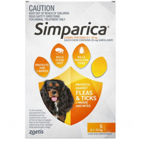 Simparica 5.1-10kg Small Dog Tick & Flea Chewable Treatment - 2 Sizes image