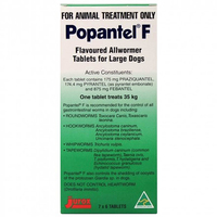 Popantel F Dogs Flavoured Allwormer Treatment Tablets 35kg in - 2 Sizes image