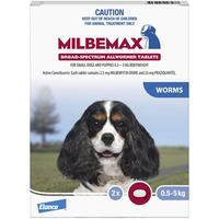 Milbemax Dog Under 5kg Broad Spectrum Allwormer Tablets - 2 Sizes image