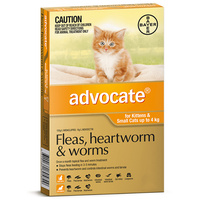 Advocate Cat & Kitten 0-4kg Orange Spot On Flea Wormer Treatment - 3 Sizes image