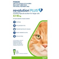 Revolution Plus Spot On Treatment for Large Cats 5-10kg Green - 2 Sizes image