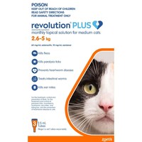 Revolution Plus Spot On Treatment for Medium Cats 2.5-5kg Orange - 2 Sizes image