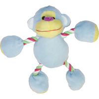 Ahs Plush Monkey w/ Rope Dog Squeaker Toy Baby Blue - 2 Sizes image