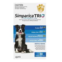 Simparica Trio Flea & Tick Control for Dogs 10.1-20kg Blue - 2 Sizes image