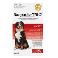 Simparica Trio Flea & Tick Control for Dogs 40.1-60kg Red - 2 Sizes image