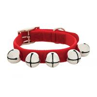 Prestige Pet Deck The Paws Xmas Red Velvet Dog Collar w/ Bells - 2 Sizes image