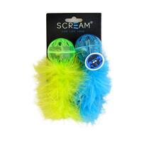 Scream Lattice Ball w/ Feather Cat Toy 2 Pack - 2 Colours image