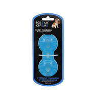 Scream Xtreme Treat Dumbbell Treat Dispensing Dog Toy Loud Blue - 3  Sizes image