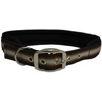 Zeez Memory Foam Padded Dog Collar Brown Ribbon - 6 Sizes image