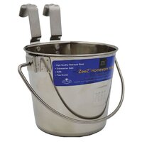 Zeez Stainless Steel Flat Sided Bucket Pail w/ Two Hooks - 4 Sizes image