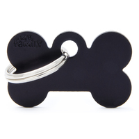 My Family Basic Bone Pet Tag Collar Accessory Black - 3 Sizes image