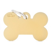 My Family Basic Bone Pet Tag Collar Accessory Golden Brass - 3 Sizes image