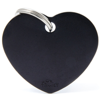 My Family Basic Heart Pet Tag Collar Accessory Black - 2 Sizes image