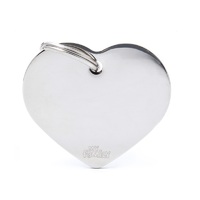 My Family Basic Heart Pet Tag Collar Accessory Chromed - 2 Sizes image