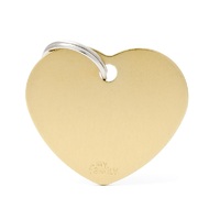 My Family Basic Heart Pet Tag Collar Accessory Golden Brass - 2 Sizes image